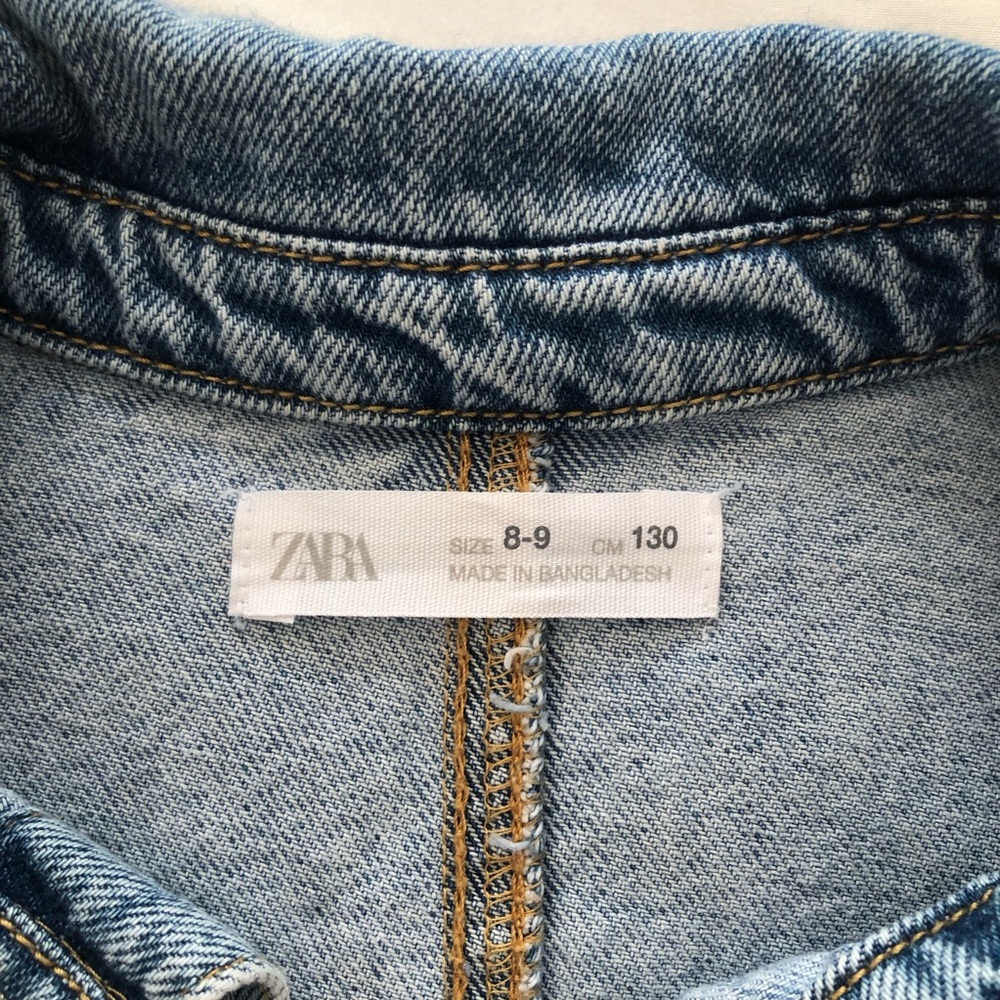 Girls Zara Denim Overshirt Shacket Jacket Shirt with Pocket size 8-9 - Picture 4 of 9